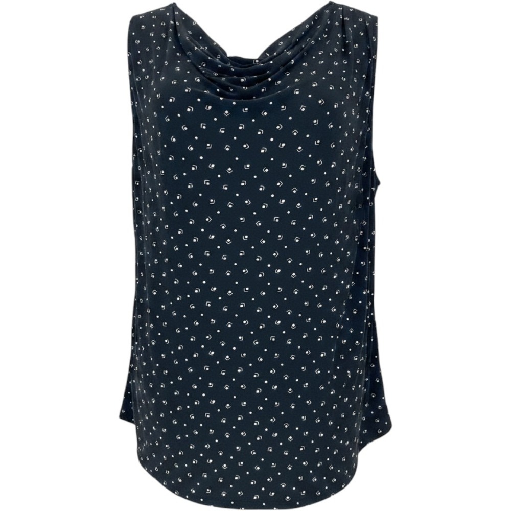 Lauren Ralph Lauren Blouse Wms 3X‎ Black Geometric Cowl Neck Sleeveless Classic
